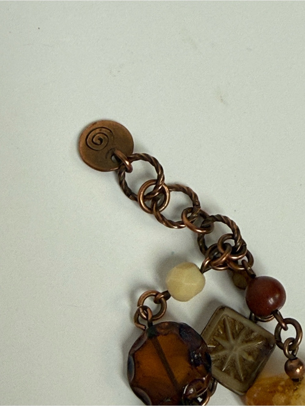Handcrafted Copper Multi-Strand Bracelet Semiprecious Gemstones Czech Glass Boho - Picture 11 of 14